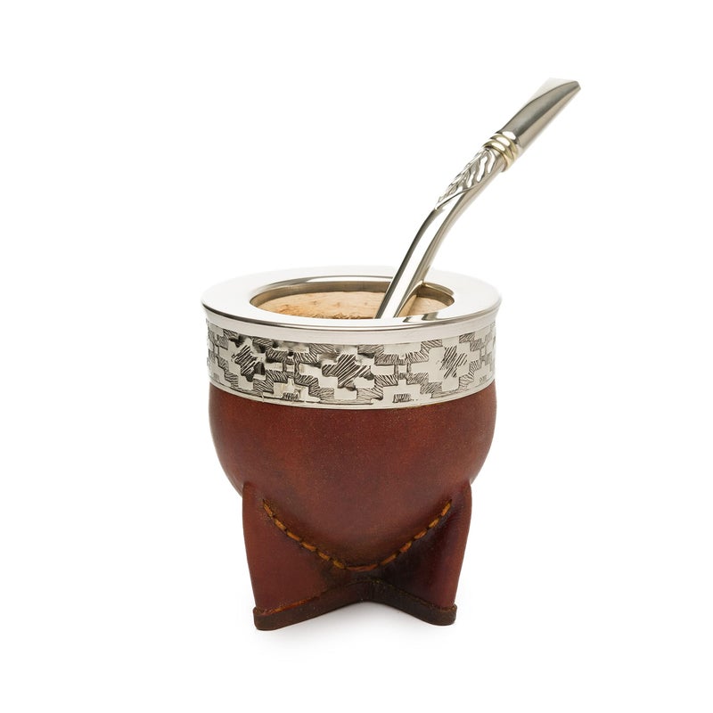 THEARG Yerba Mate Gourd Set with Stainless Steel Straw | Handmade Leather Yerba Mate Cup and Bombilla Set from Argentina - Beach Essentials - Idea for Gifts | Travel Cup Mate - Image 2